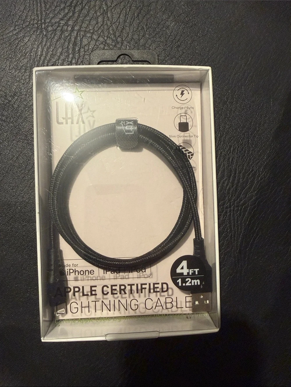 NWT Black Lightning Charging Cable - 4 ft, Apple Certified